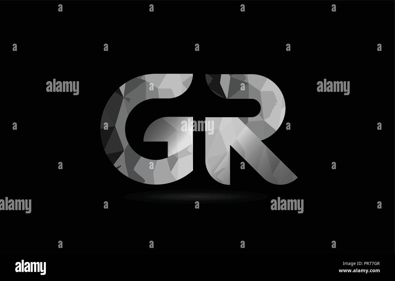 black and white alphabet letter gr g r logo combination design suitable ...