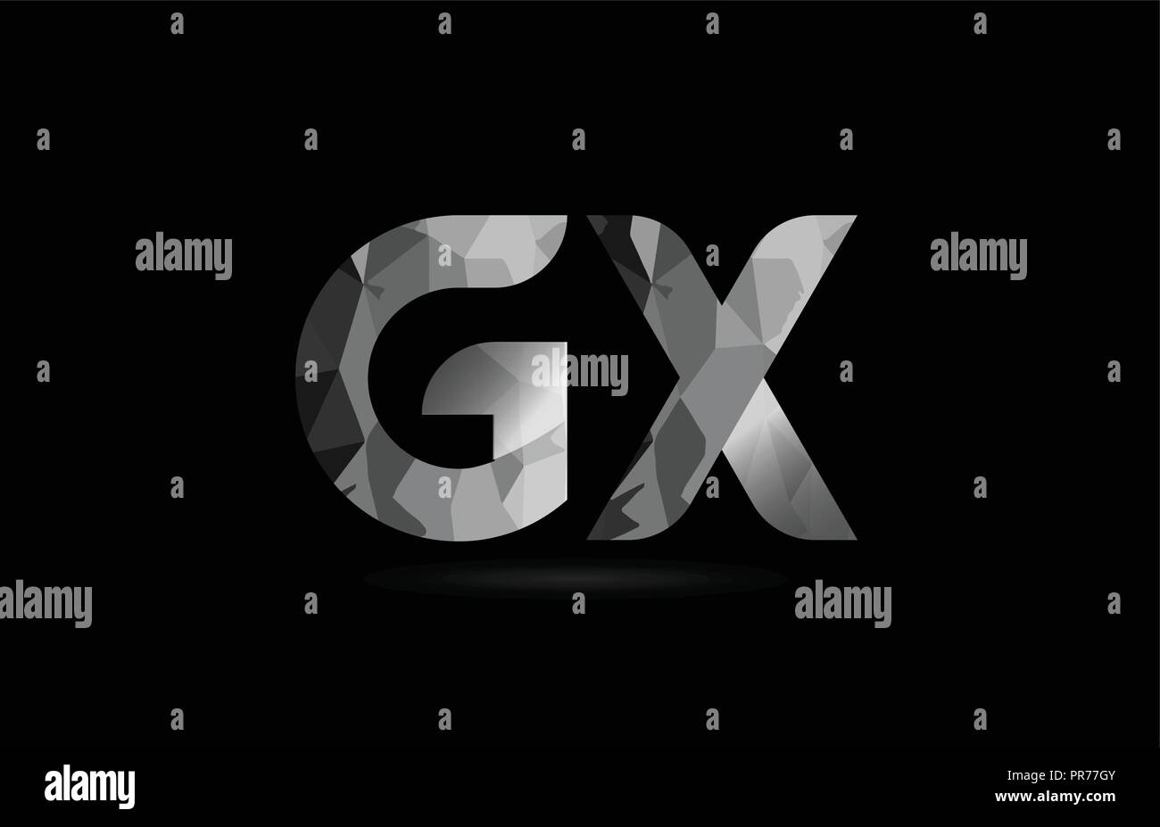 black and white alphabet letter gx g x logo combination design suitable ...