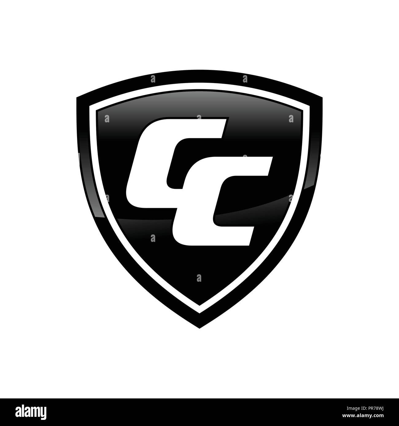 CC Initials Shield Shape Vector Symbol Graphic Logo Design Template Stock Vector