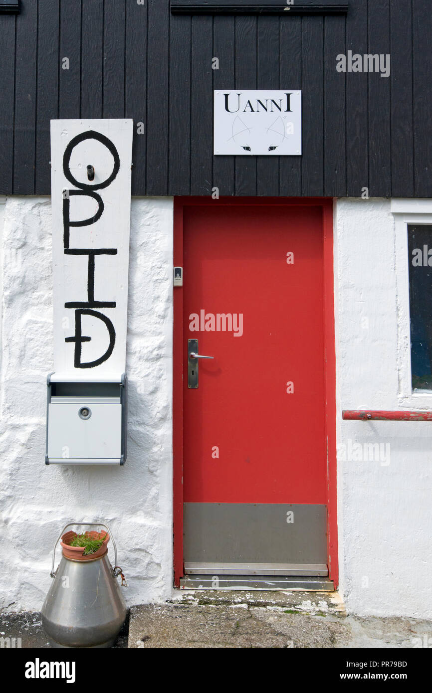 Doorway, Gásadalur Vágar Island Faroe Islands Stock Photo