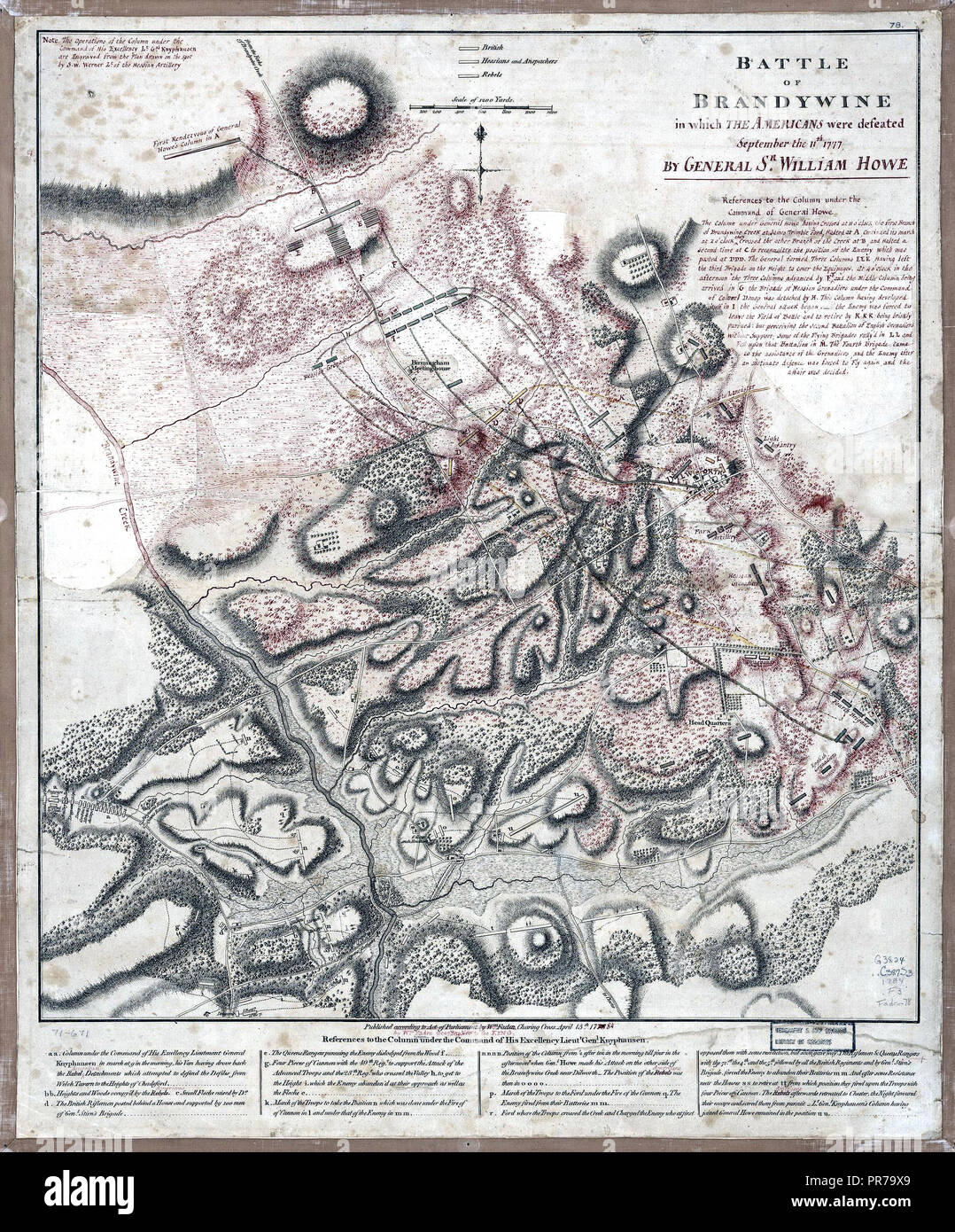 Vintage Maps / Antique Maps - Battle of Brandywine in which the 