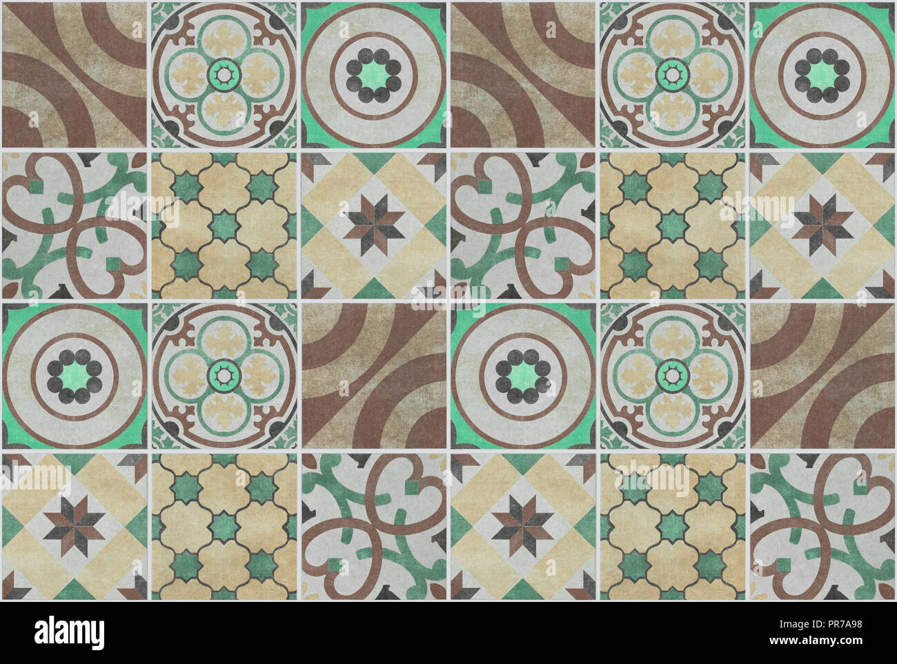 colorful patchwork pattern tile background - tiled design , Stock Photo