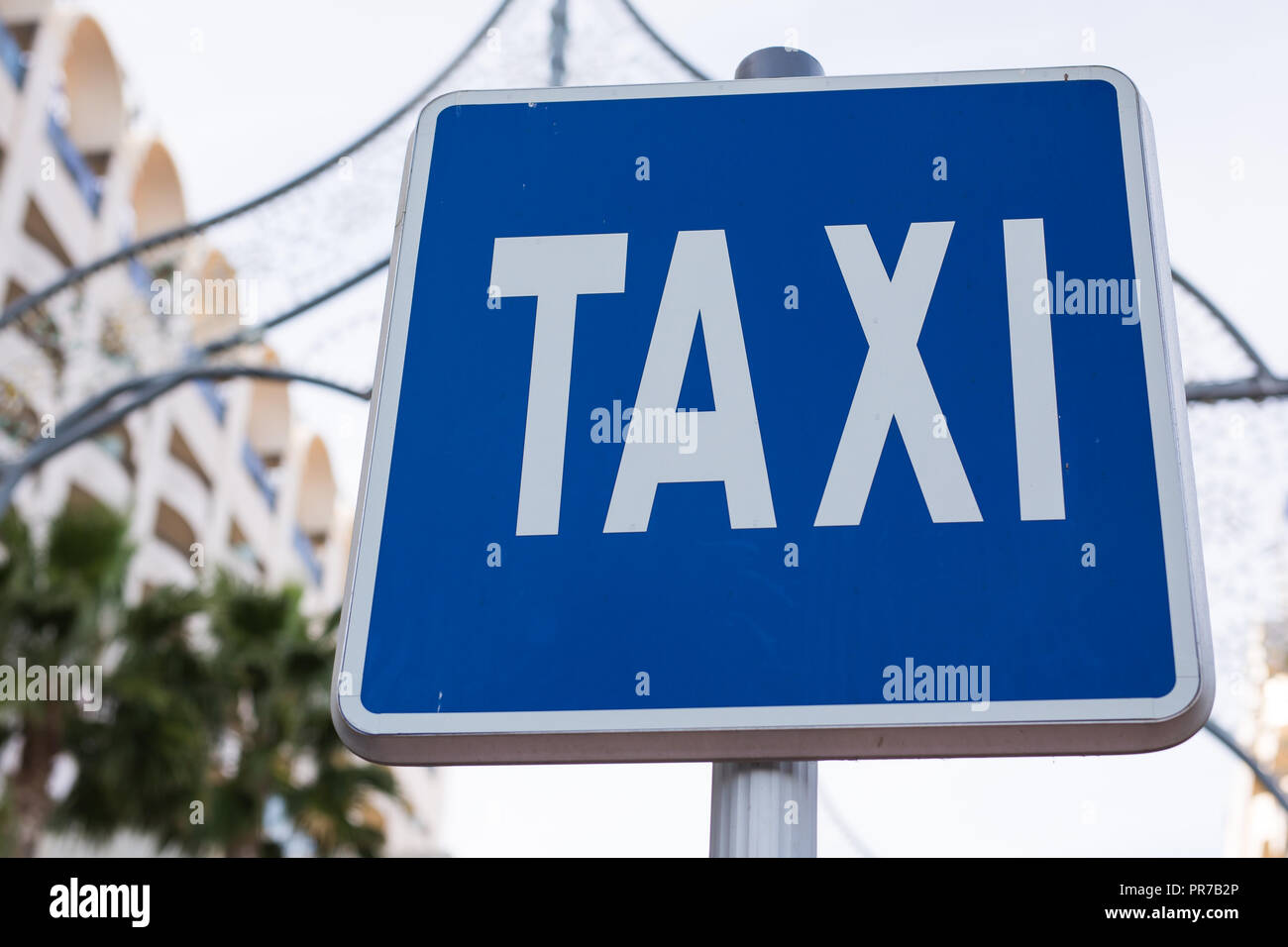 Blue Taxi Sign In The City Centre Stock Photo 220823870 Alamy