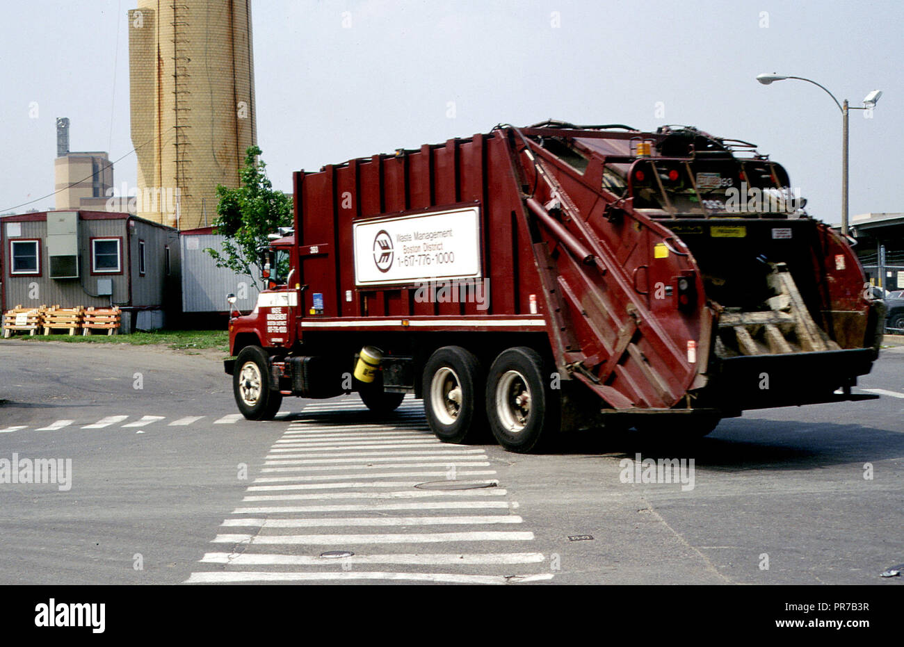September 1996 - Municipal Solid Waste - Truck pulling into waste management facility Stock Photo
