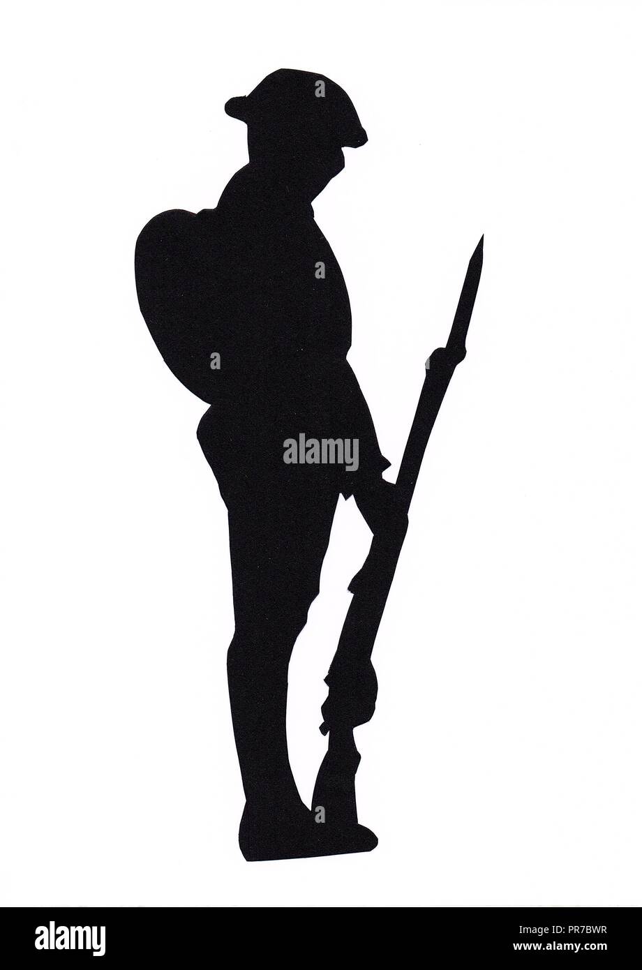 WW1, Soldier in Silhouette, British, Commonwealth, American GI, Tommy,   ANZAC, Great War, Remember, Ceremony, Armed Forces, Memorial, Army. Stock Photo