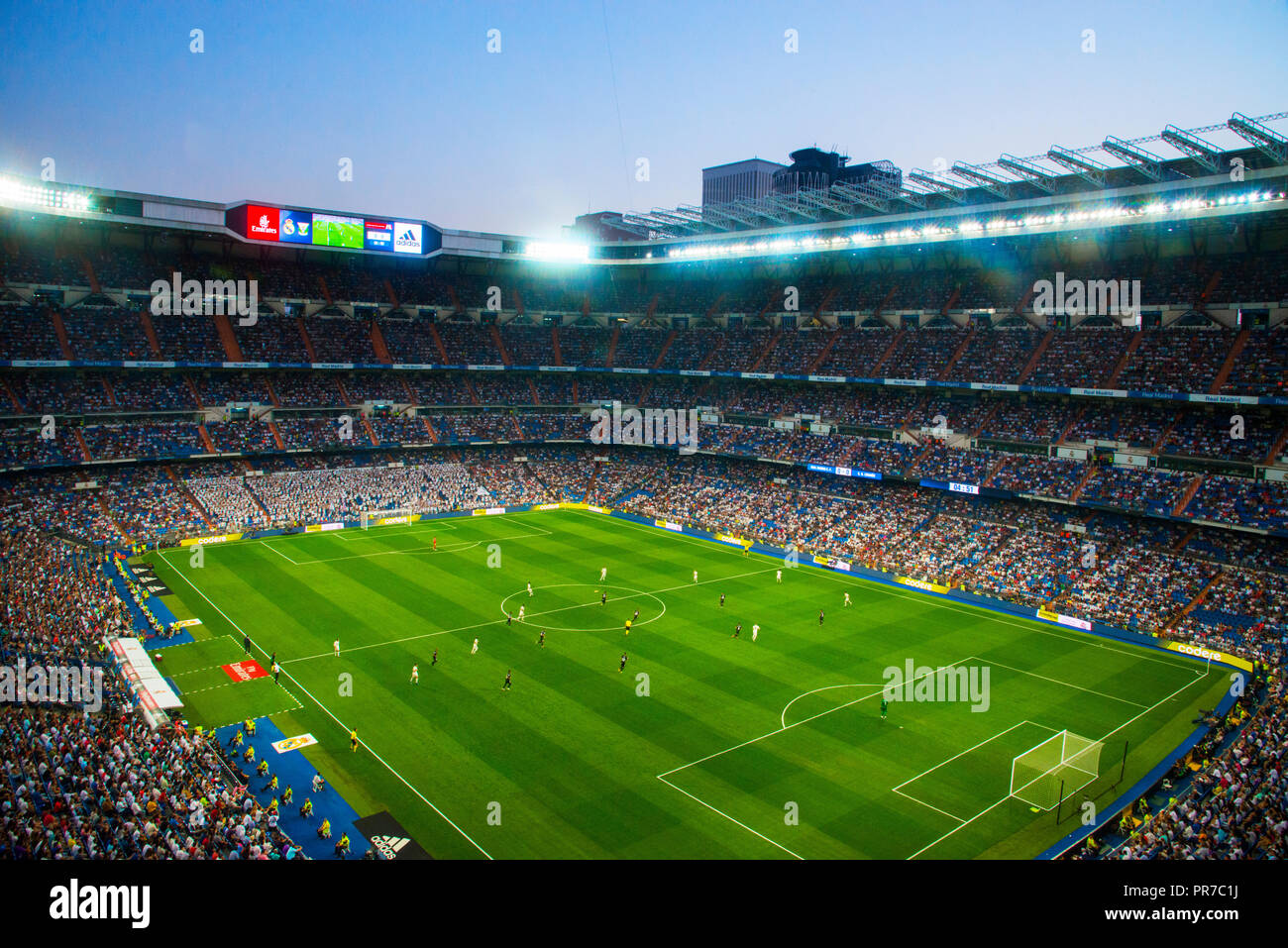 Football match. Santiago Bernabeu Stadium, Madrid, Spain. Stock Photo