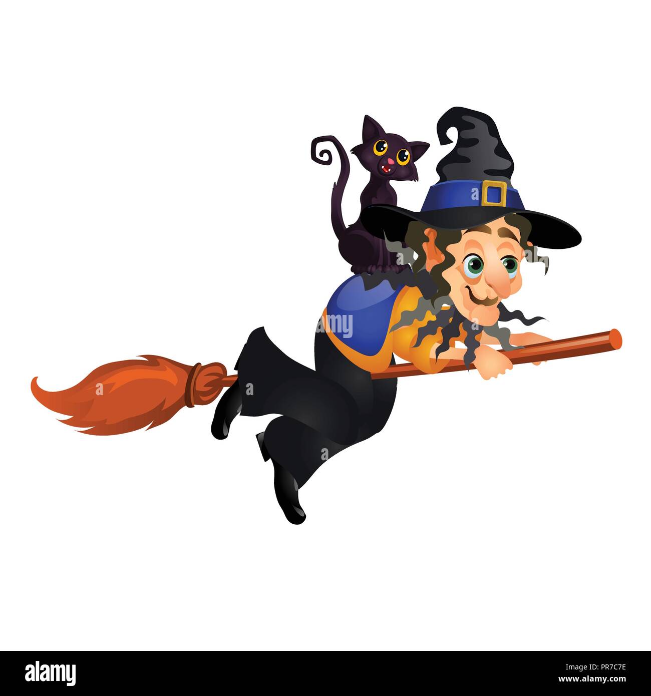 PSX Black Coven of Witches Celebrating Hats Pumpkin Cat Broom