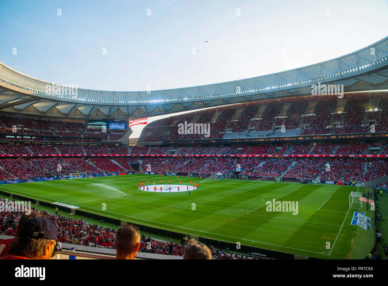 Wanda Metropolitano stadium before a football match. Madrid, Spain. Stock Photo