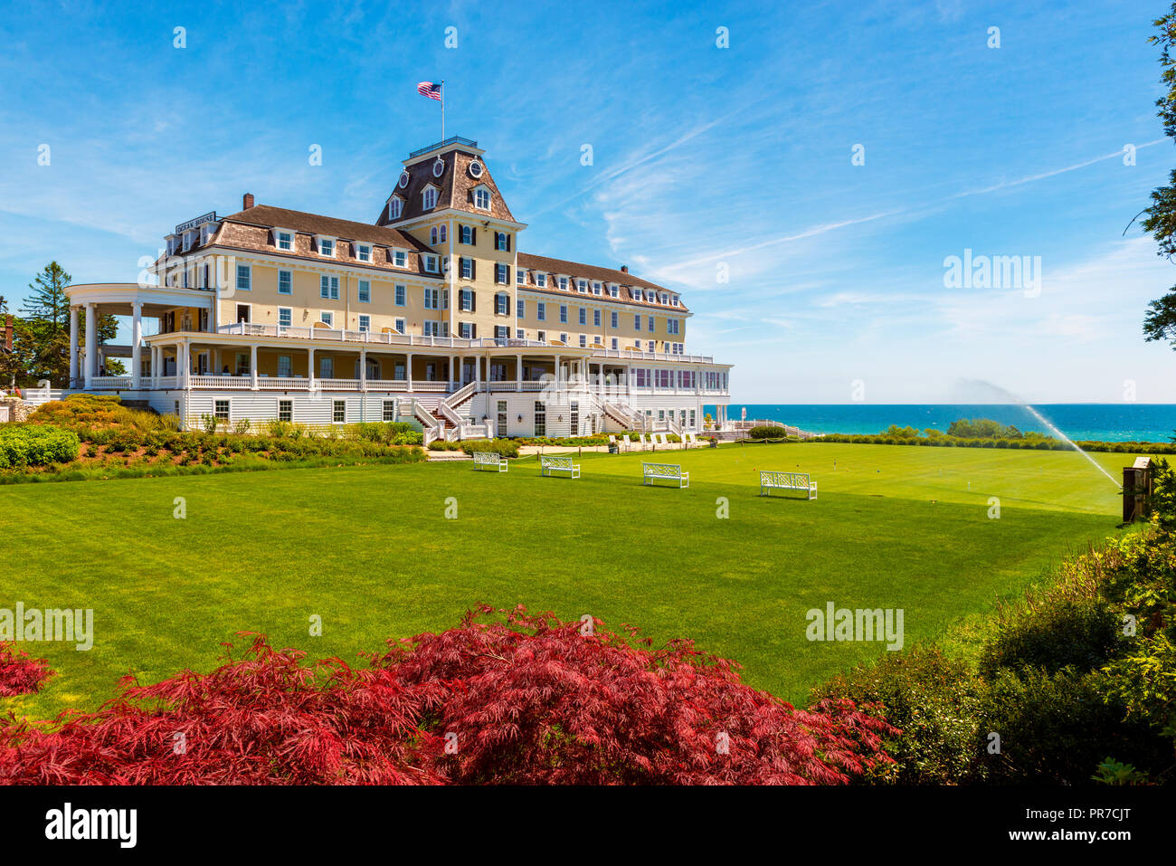 The Ocean House in Westerly, Rhode Island, USA. It is a large, Victorian-style luxury waterfront hotel, originally built in 1868. Stock Photo