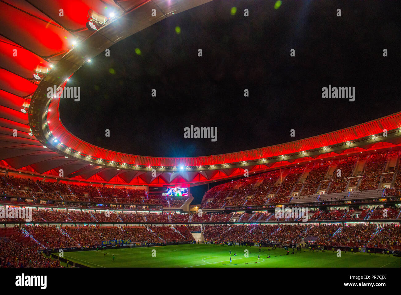 Wanda Metropolitano stadium, night view. Madrid, Spain. Stock Photo