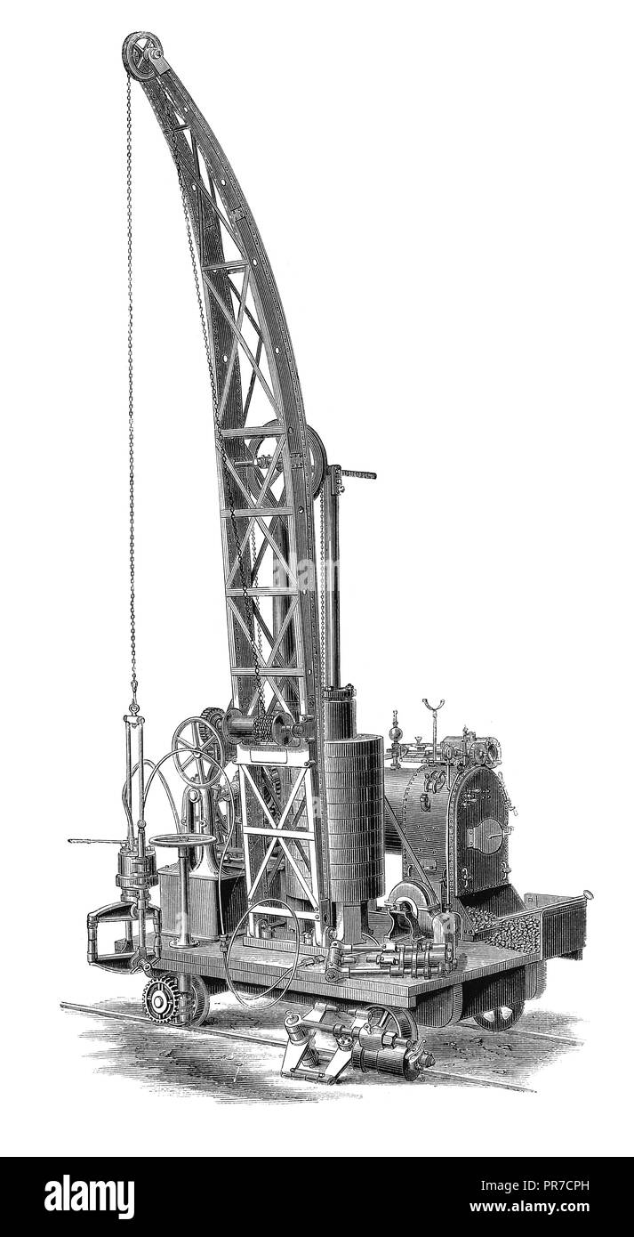 19th century illustration of Tweddell's riveting machine attached to a