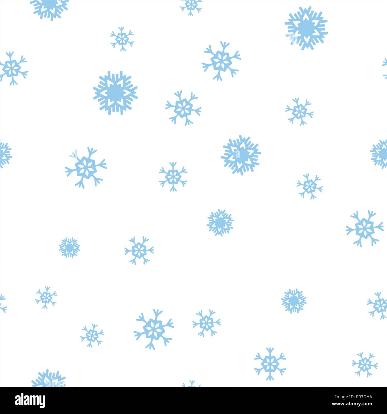 Blue snowflakes seamless pattern. Isolated on a white background ...