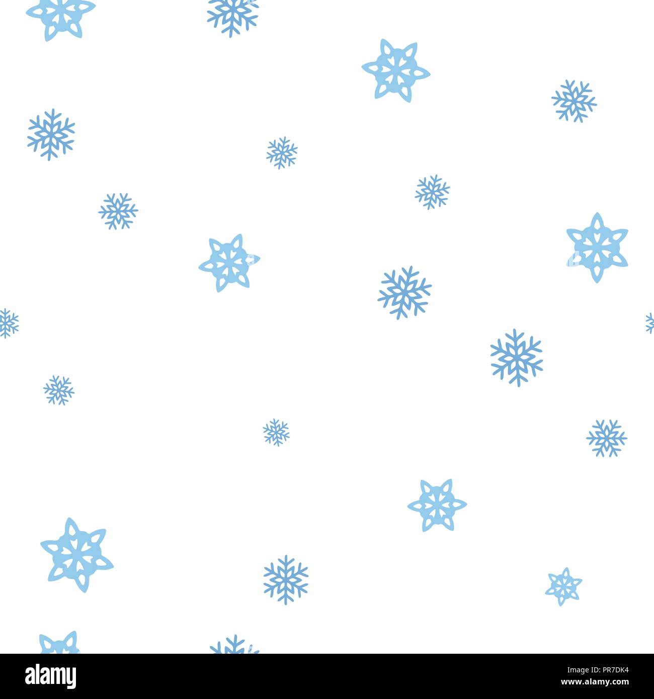 Blue snowflakes seamless pattern. Isolated on a white background. Vector illustration. Stock Vector