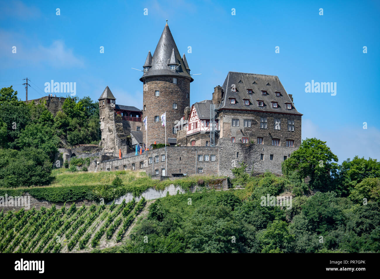Stahleck Castle on the Rhine River in Germany Stock Photo