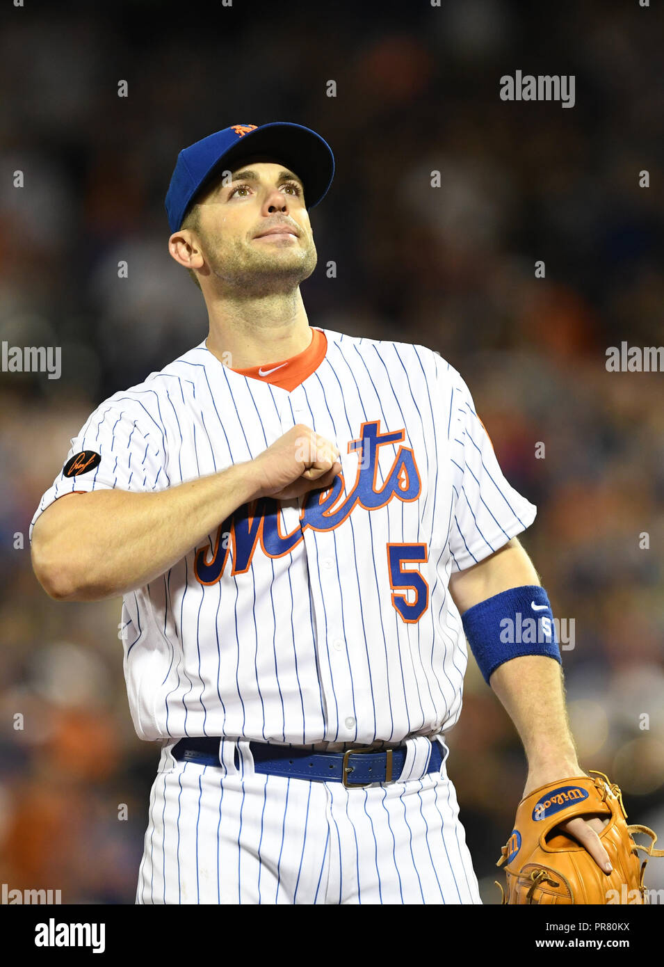 New York, NY, USA. 29th Sep, 2018. David Wright make his last NY Mets  appearance before retiring before the end of the Major League Baseball game  against the Miami Marlins at Citi