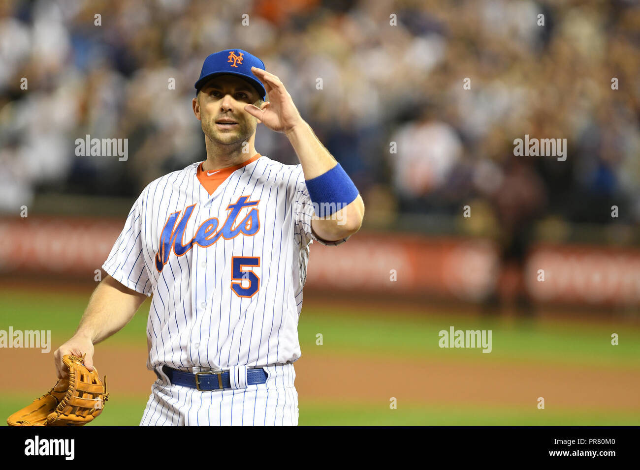 New York, NY, USA. 29th Sep, 2018. David Wright make his last NY Mets  appearance before retiring before the end of the Major League Baseball game  against the Miami Marlins at Citi