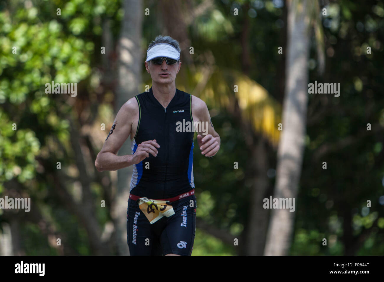 Tanjung Lesung, Banten, Indonesia. 30th Sep, 2018. Spain triathlon athletes, CARLOS MONTERDE during 2018 Rhino Cross Triathlon at Tanjung Lesung, Banten, Indonesia on September 30, 2018. He take take 5th in Rhino Male Master Category 02:31:21. Credit: Afriadi Hikmal/ZUMA Wire/Alamy Live News Stock Photo