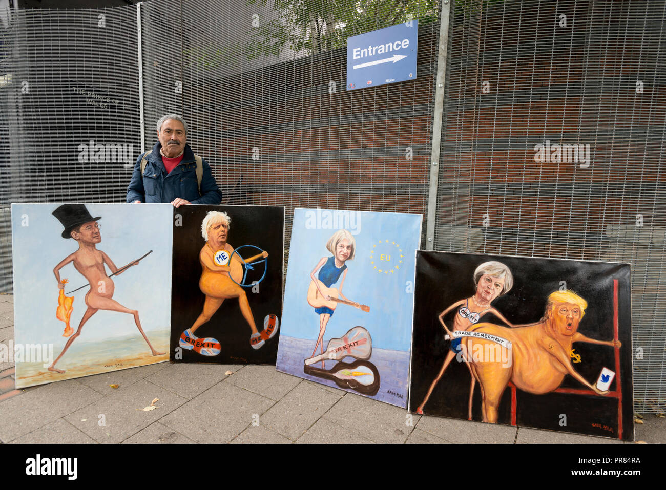 Birmingham, UK. 30th September 2018. Artist Kaya Mar shows his work near to the ICC Birmingham, venue of the Conservative Party Conference in Birmingham. © Russell Hart/Alamy Live News. Stock Photo