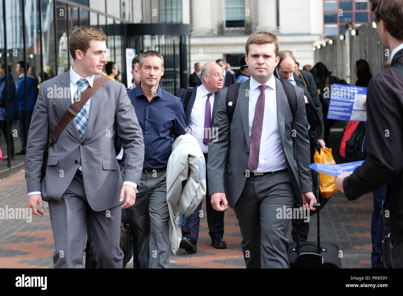 Birmingham, UK. 30th September 2018. Tory party delegates arrive for the first day of the Conservative Party Conference at the ICC in Birmingham  - Photo Steven May / Alamy Live News Stock Photo