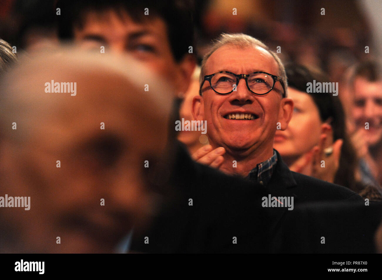 Birmingham, UK. 30th September, 2018.  Philip May, husband of Theresa May MP, Prime Minister and Leader of the Conservative Party, listening to opening speeches to conference on the first session of the first day of the Conservative Party annual conference at the ICC.  Kevin Hayes/Alamy Live News Stock Photo