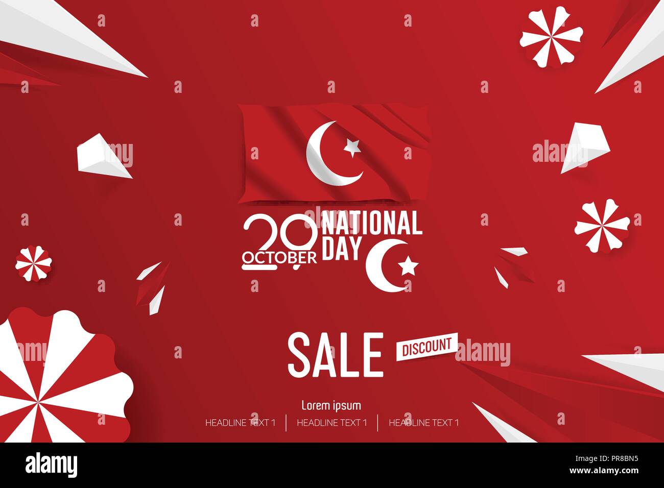 Turkey Independence Day Sale Vector Background Illustration Stock Vector