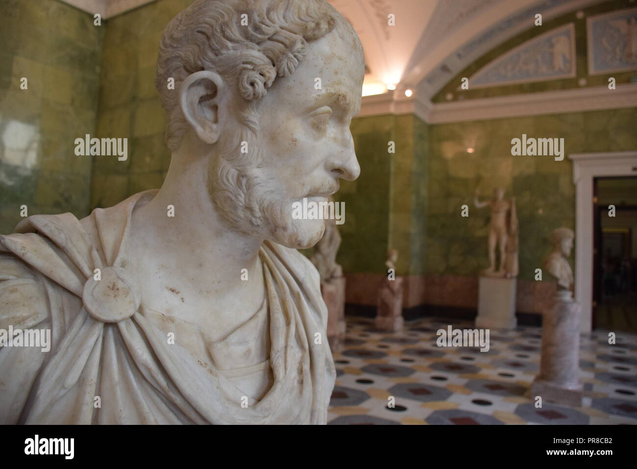 Marble sculpture inside Hermitage museum, the second largest museum in