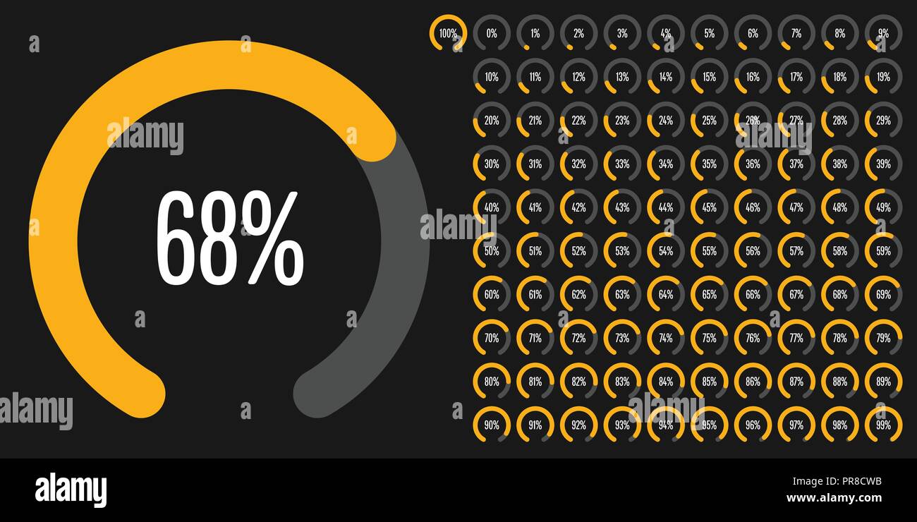 Set of circular sector percentage diagrams from 0 to 100 ready-to-use ...
