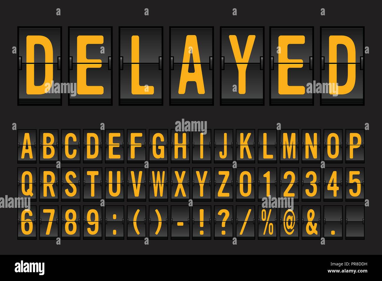 Airport Mechanical Flip Board Panel Font - Yellow Font on Dark ...