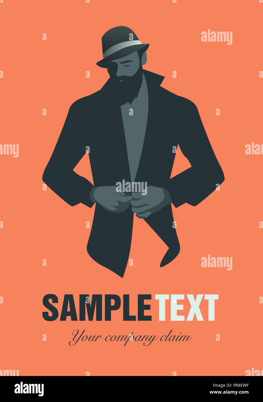 Elegant bearded man wearing hat. Hipster & fashionable Stock Vector ...