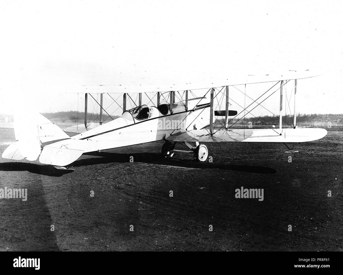 1919 - Dayton-Wright Airplane Co. Plant, Dayton, Ohio. Honey Moon, rear seat interior and pilot Stock Photo