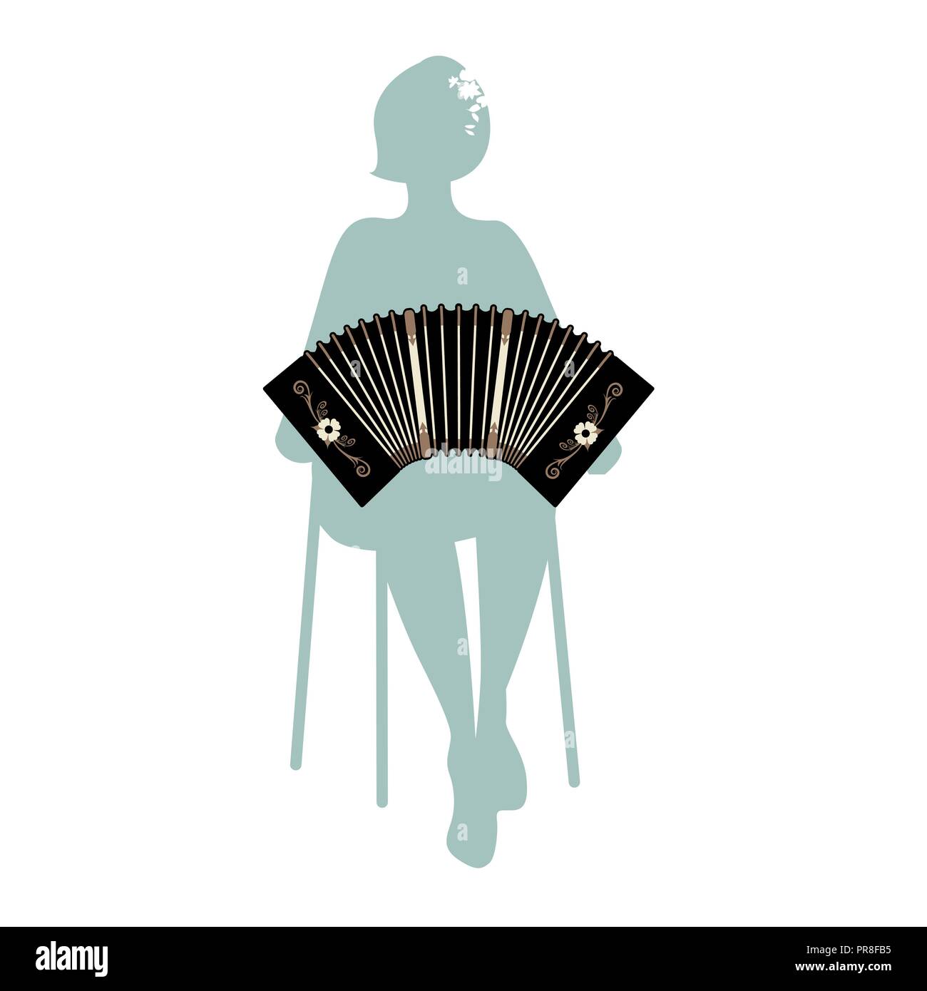 Woman silhouette playing bandoneon. Traditional tango musical instrument  Stock Vector Image & Art - Alamy