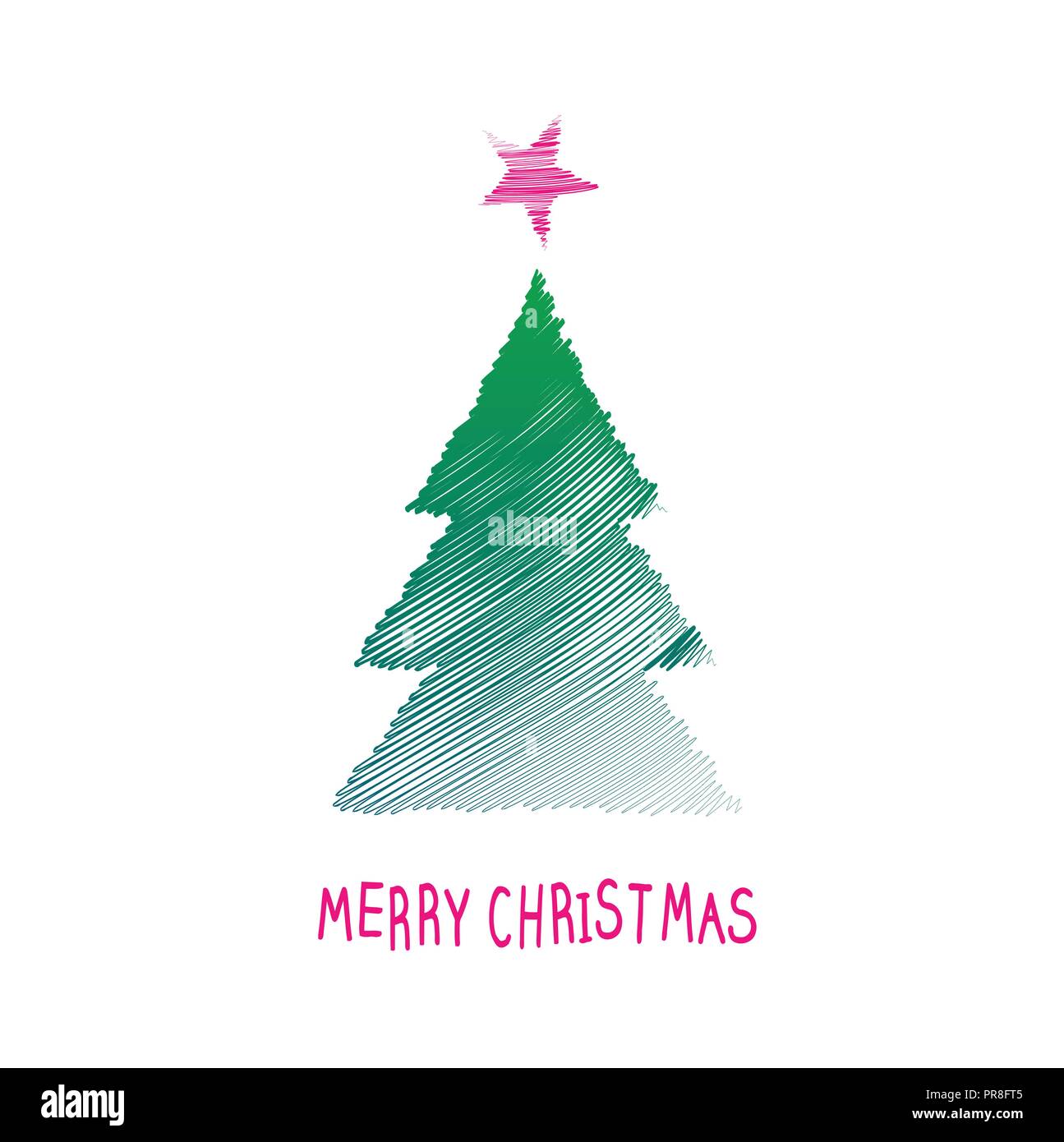 Hand sketch Christmas tree and star. Vector illustration Stock Vector ...
