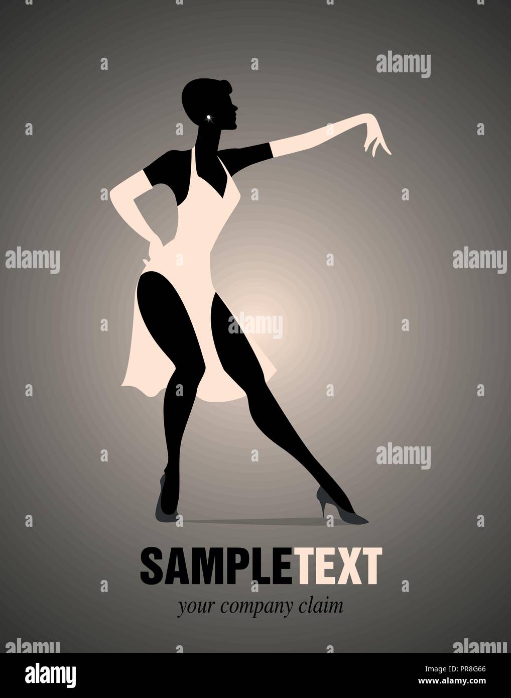 Elegant Woman Silhouette Dancing Retro Style Stock Vector Art