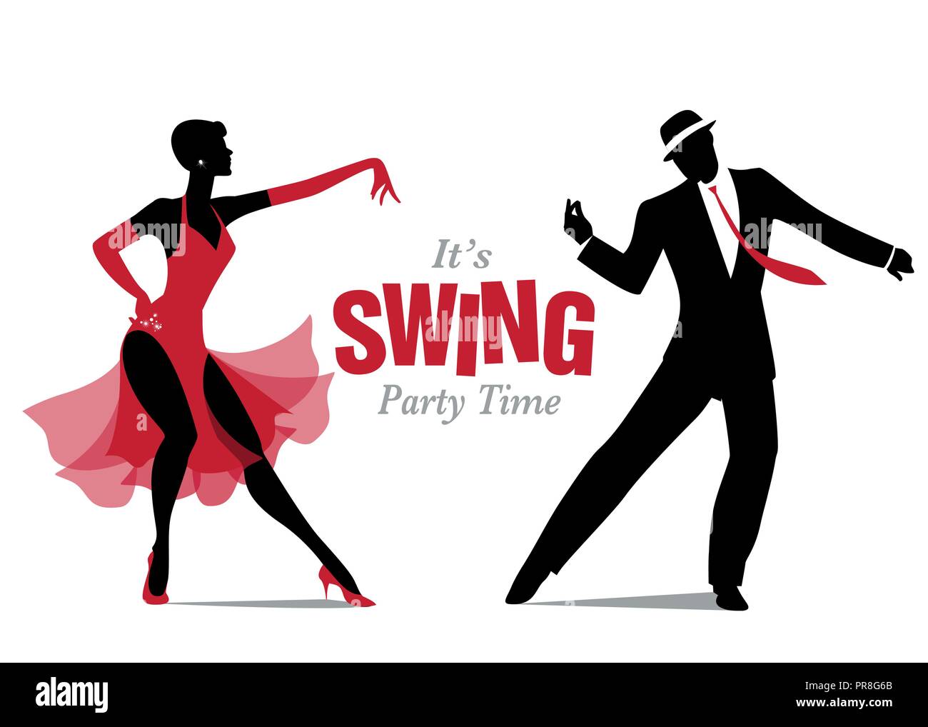 Elegant Couple Dressed In 1950s Clothes Style Dancing Jazz