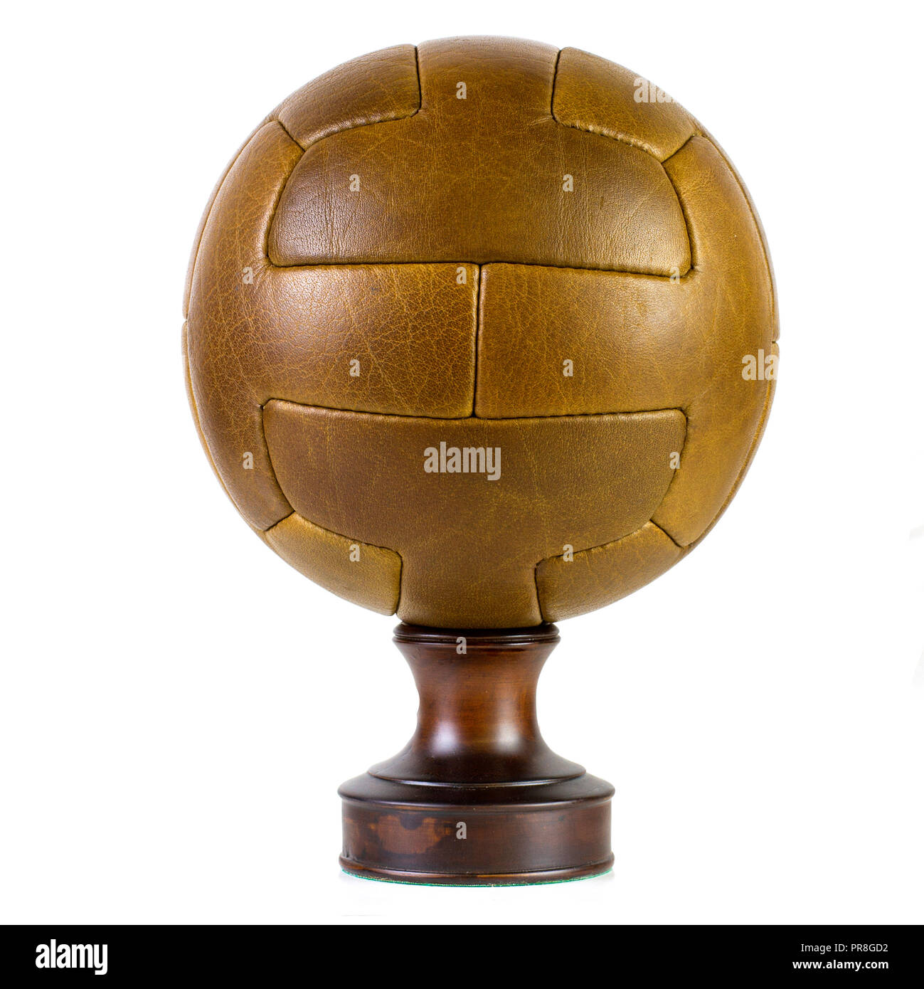 vintage leather T Panel soccer ball football ball Stock Photo