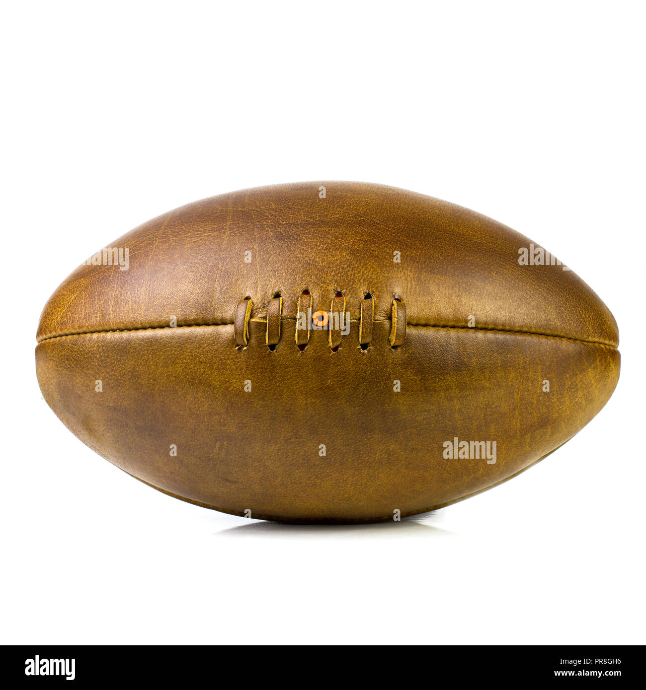 vintage lace up leather rugby soccer ball Stock Photo