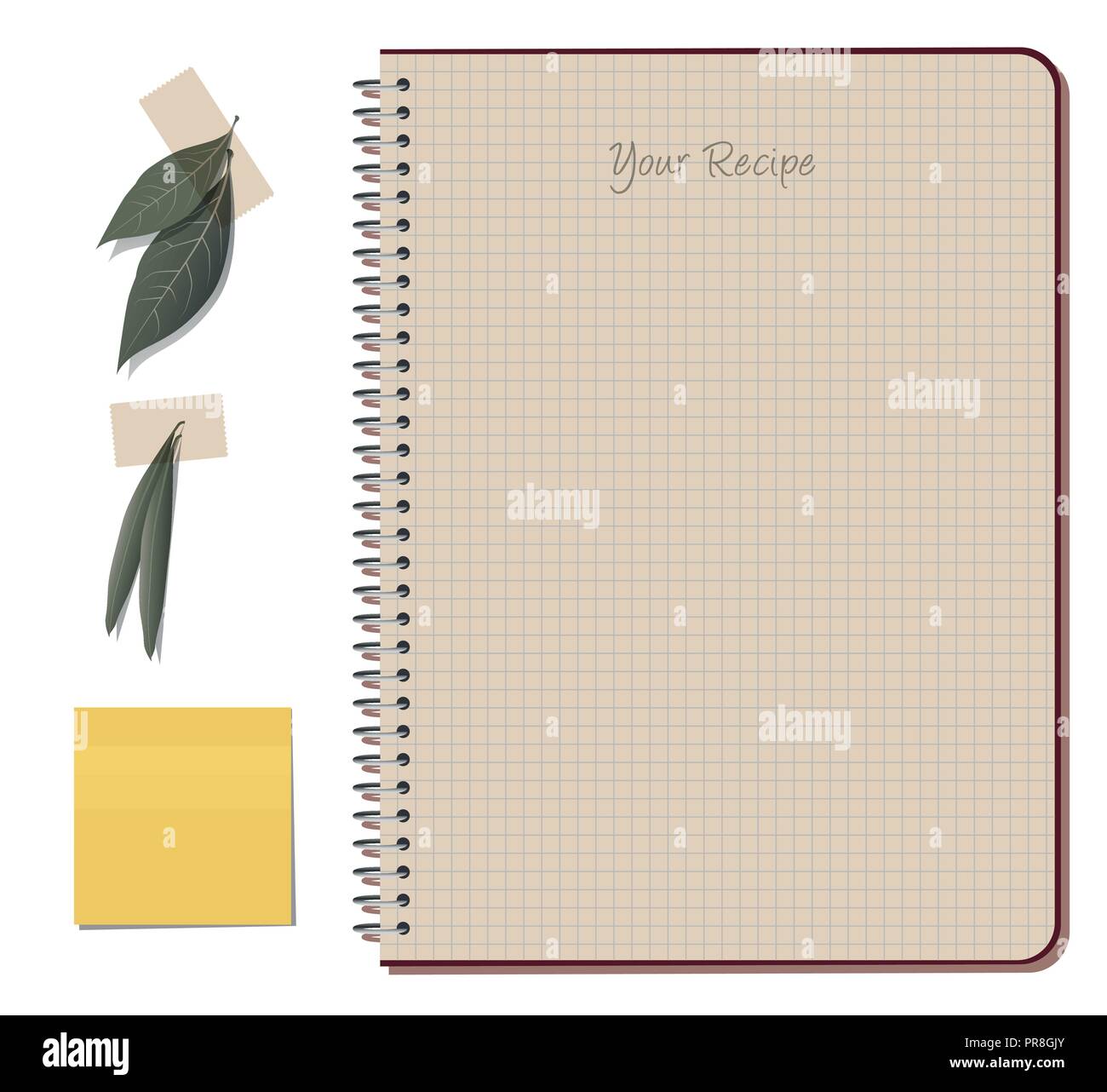 Recipes notebook. Laurel and olive leaves Stock Vector