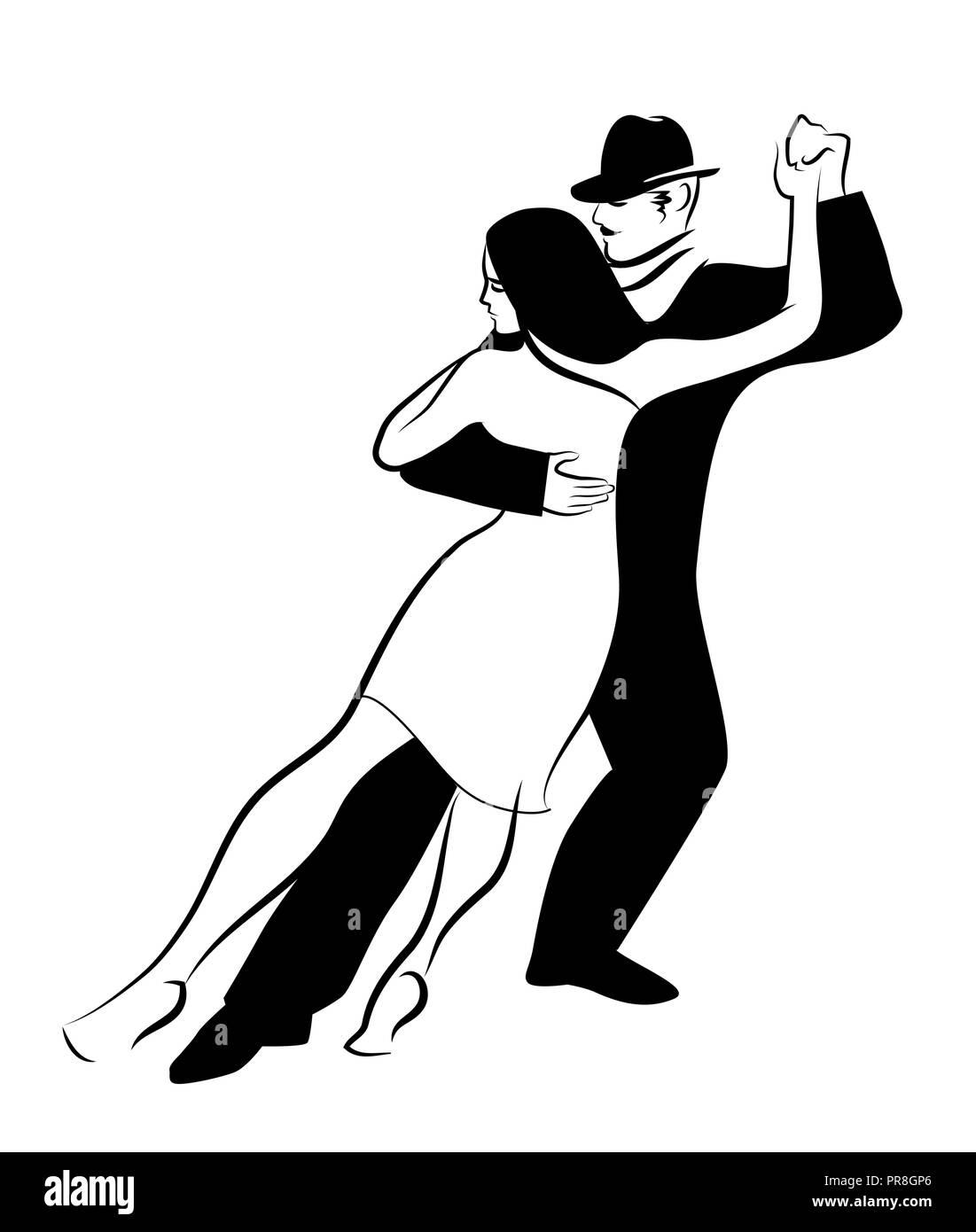 Tango Dance isolated: Design of young couple dancing tango Stock Vector