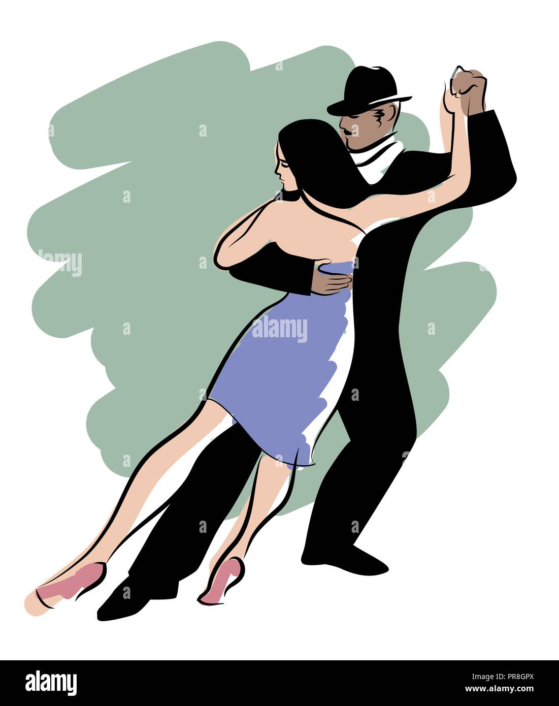 Tango Dance isolated: Design of young couple dancing tango Stock Vector