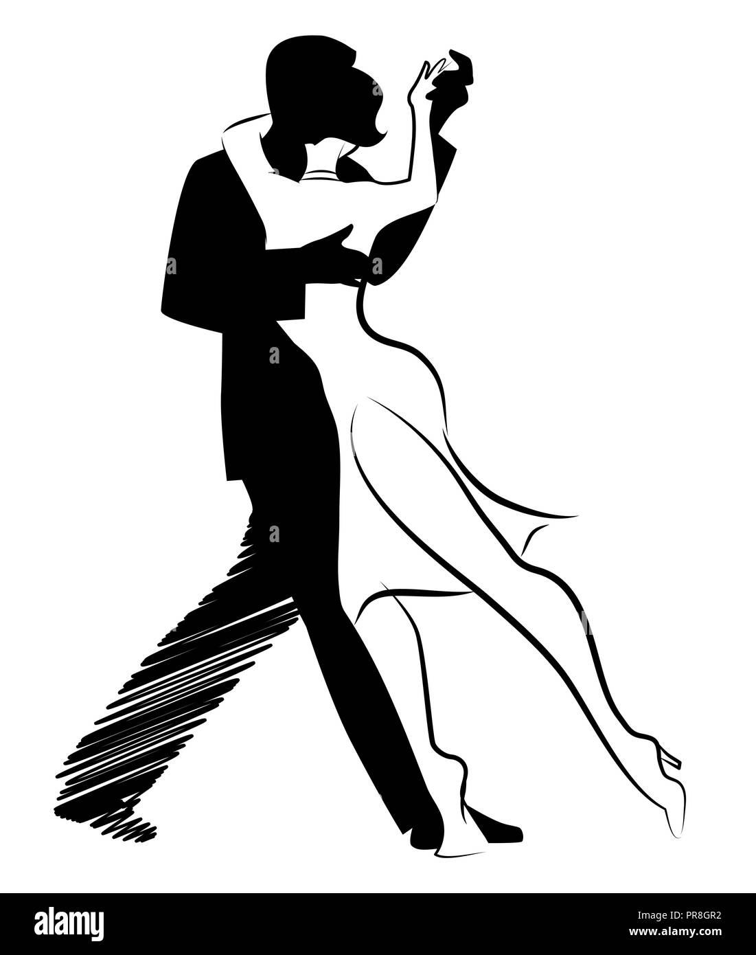 Tango Dance isolated: Design of young couple dancing tango Stock Vector