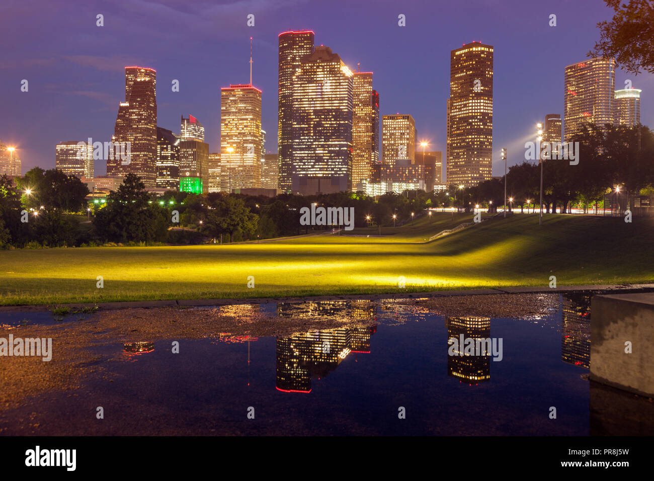 Panorama of Houston at night. Houston, Texas, USA Stock Photo Alamy