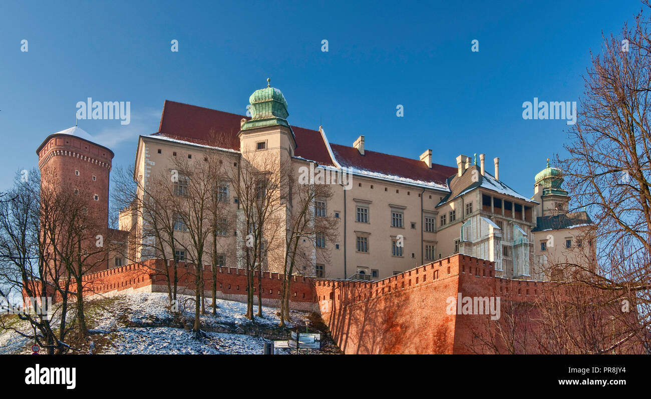 Wawel Castle in winter,  Krakow, Poland Stock Photo