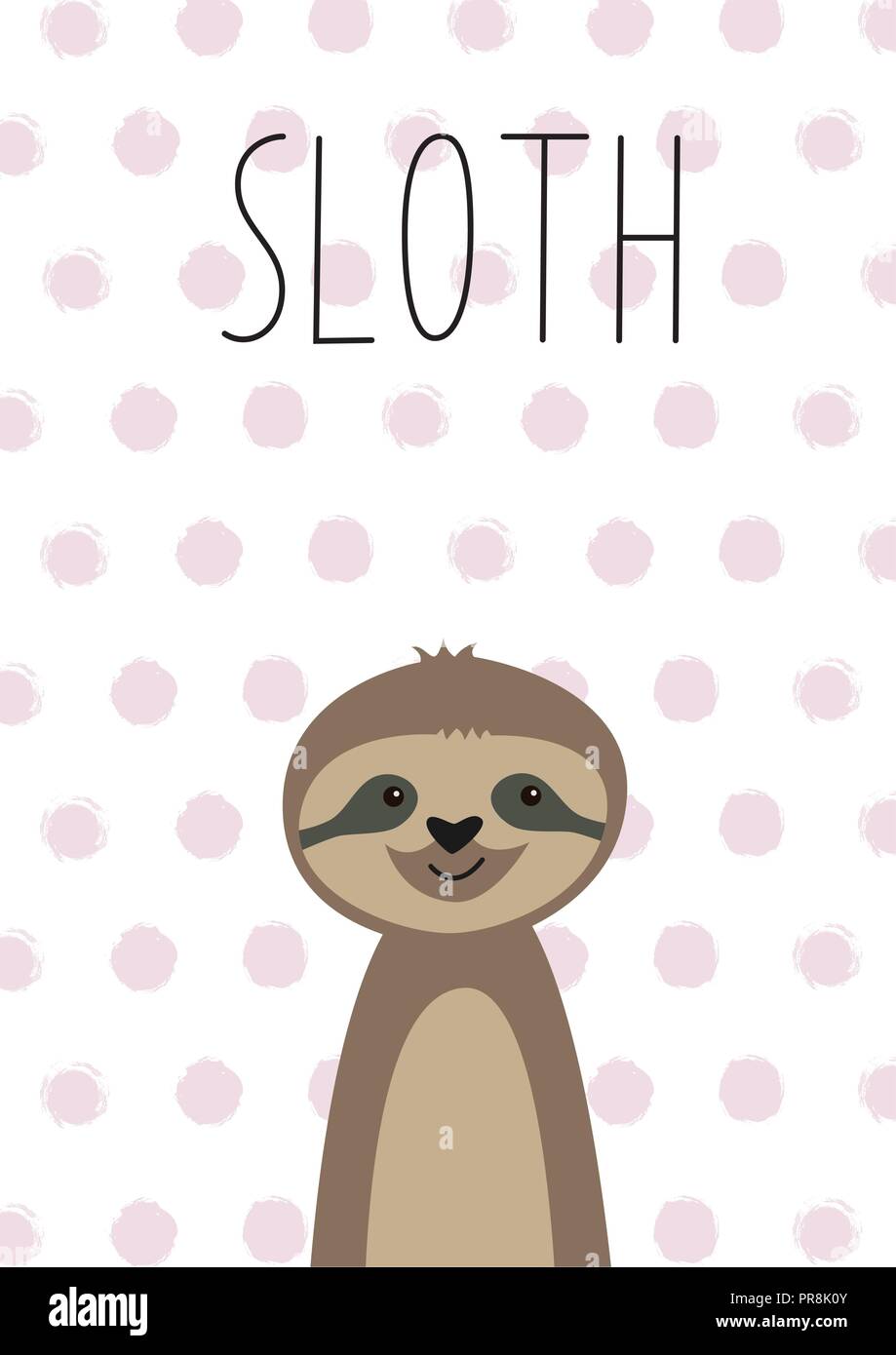 Cute baby sloth. Poster, card for kids. Vector illustration. Stock Vector