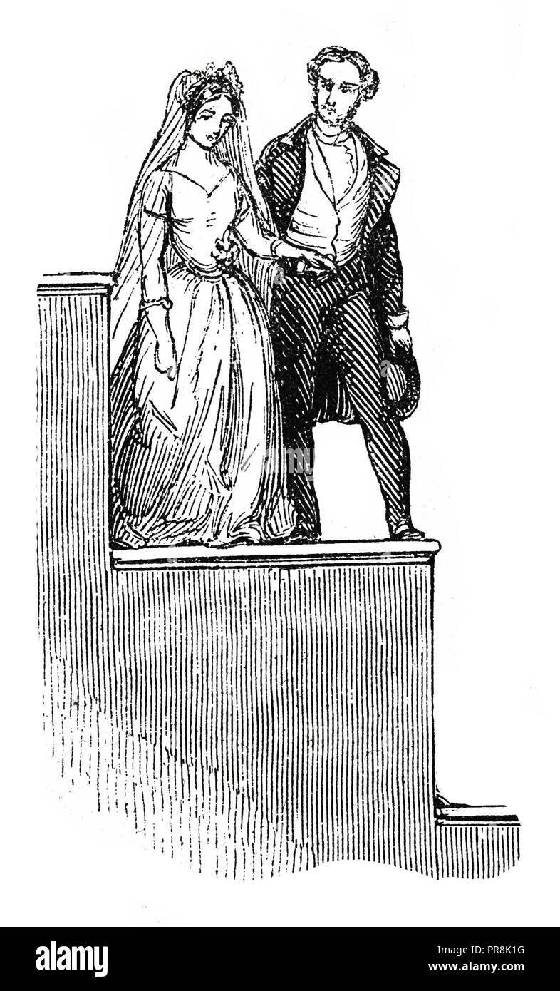 19th century illustration of wedding couple (c.19th century). Original artwork published in Le magasin Pittoresque by M. A. Lachevardiere, Paris, 184 Stock Photo