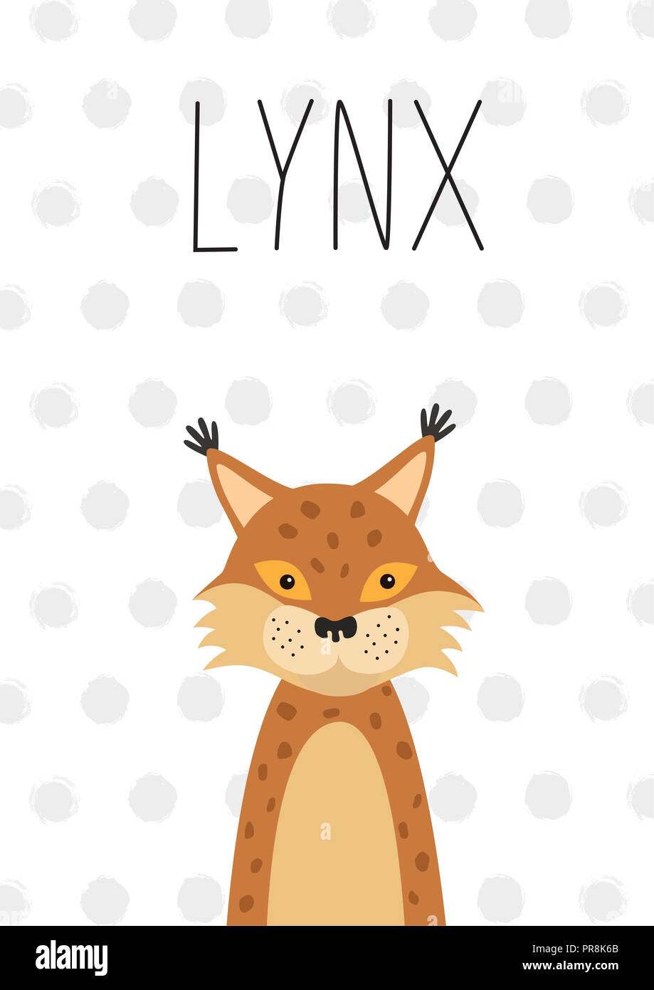 Cute Animals Lynx Illustrations Bobcat For Children Baby Shower Card Cartoon Character Stock Vector Image Art Alamy