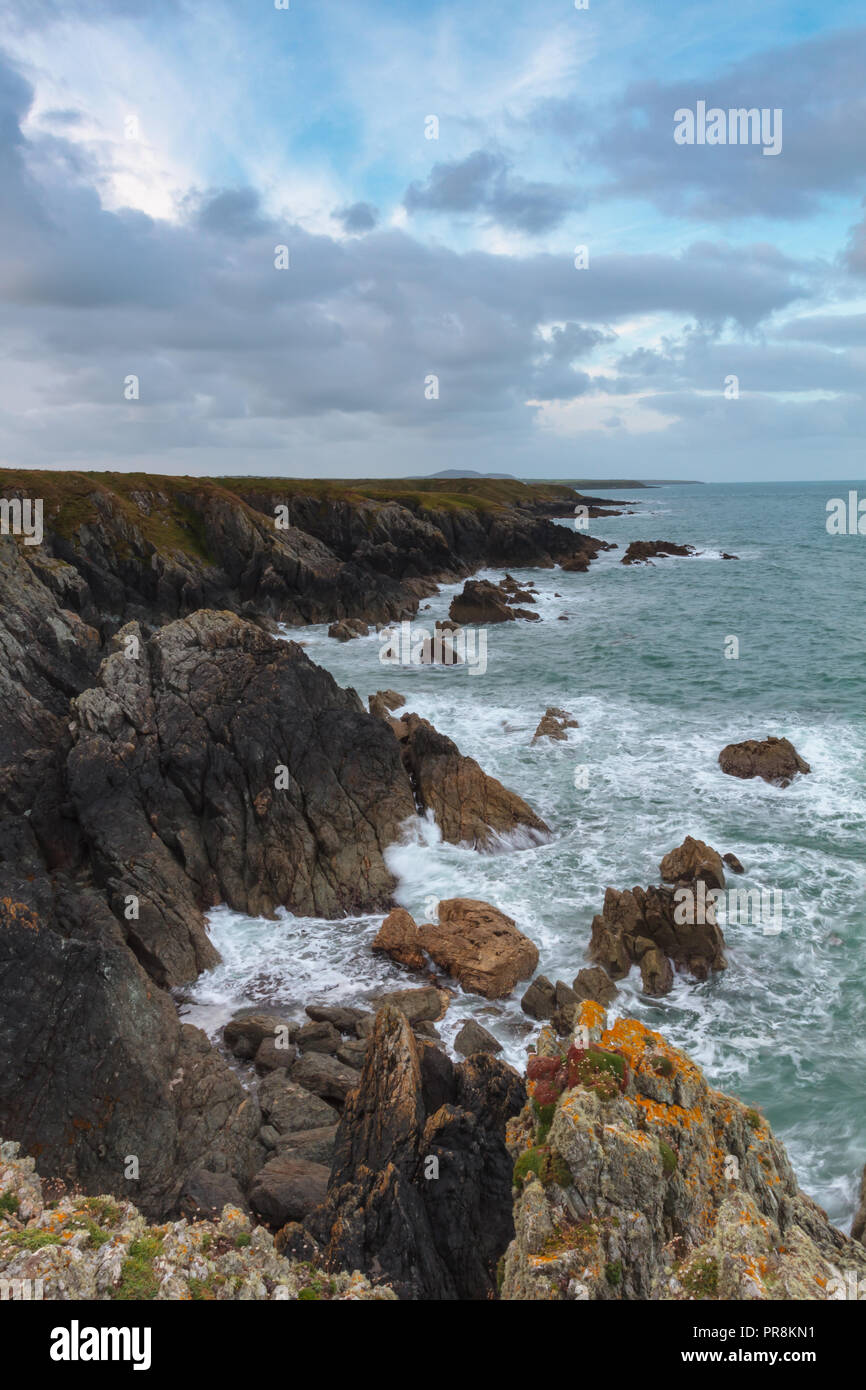The coast of the Llyn Peninsula, Wales, UK and the Wales Coastal Path Stock Photo