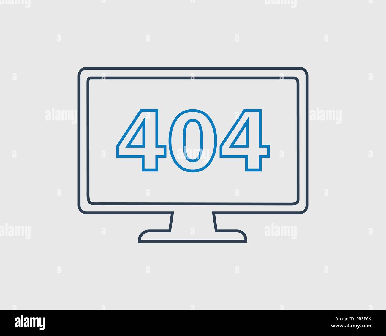 404 error or not found line Icon. In Gray Background. Stock Vector