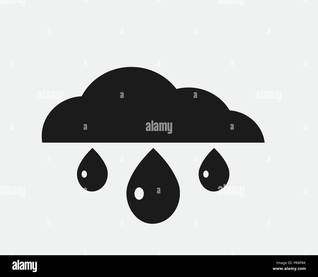 Rain Icon flat style isolated on grey background with cloud symbol ...