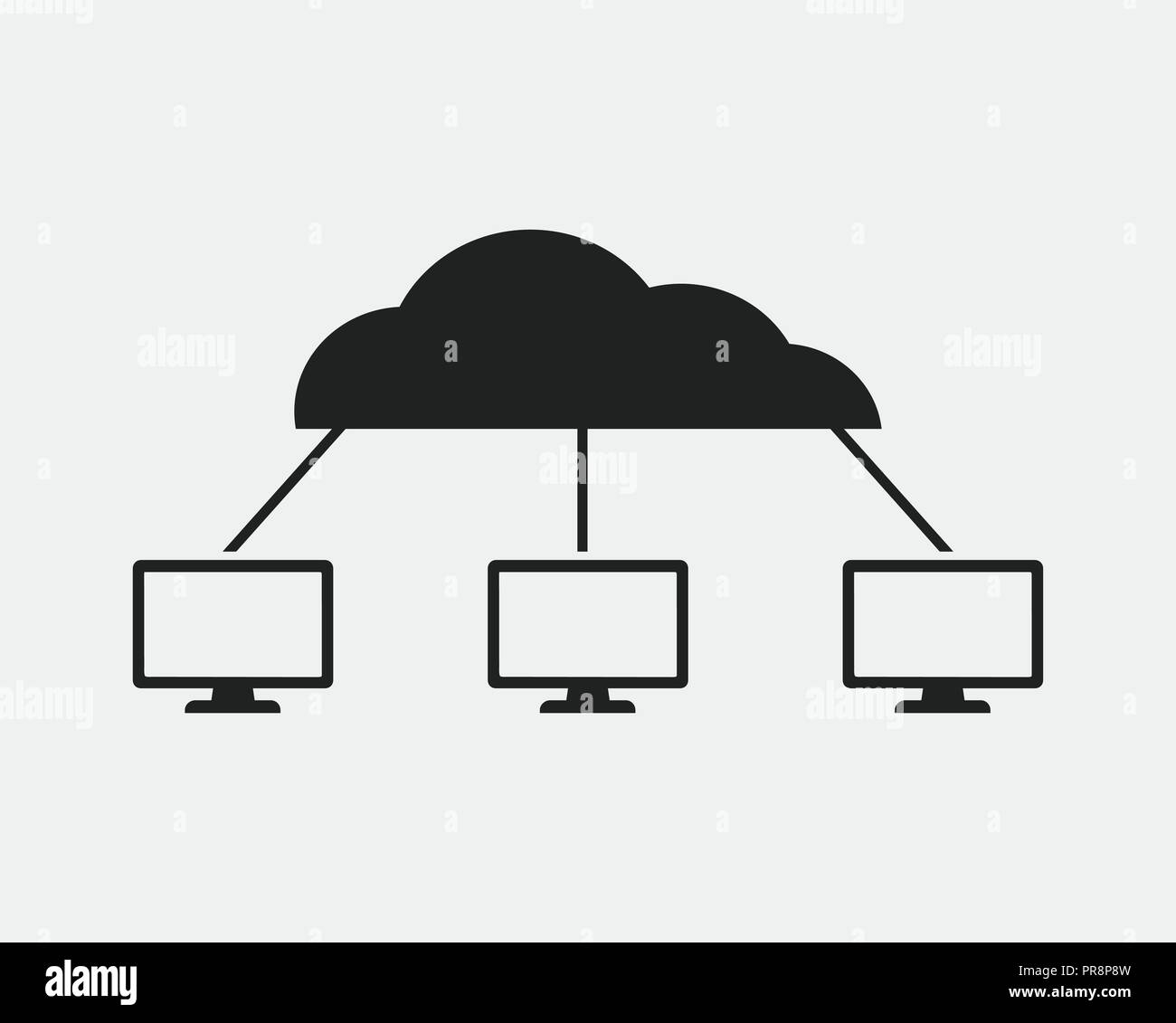 Cloud computing concept icon on gray background. Stock Vector