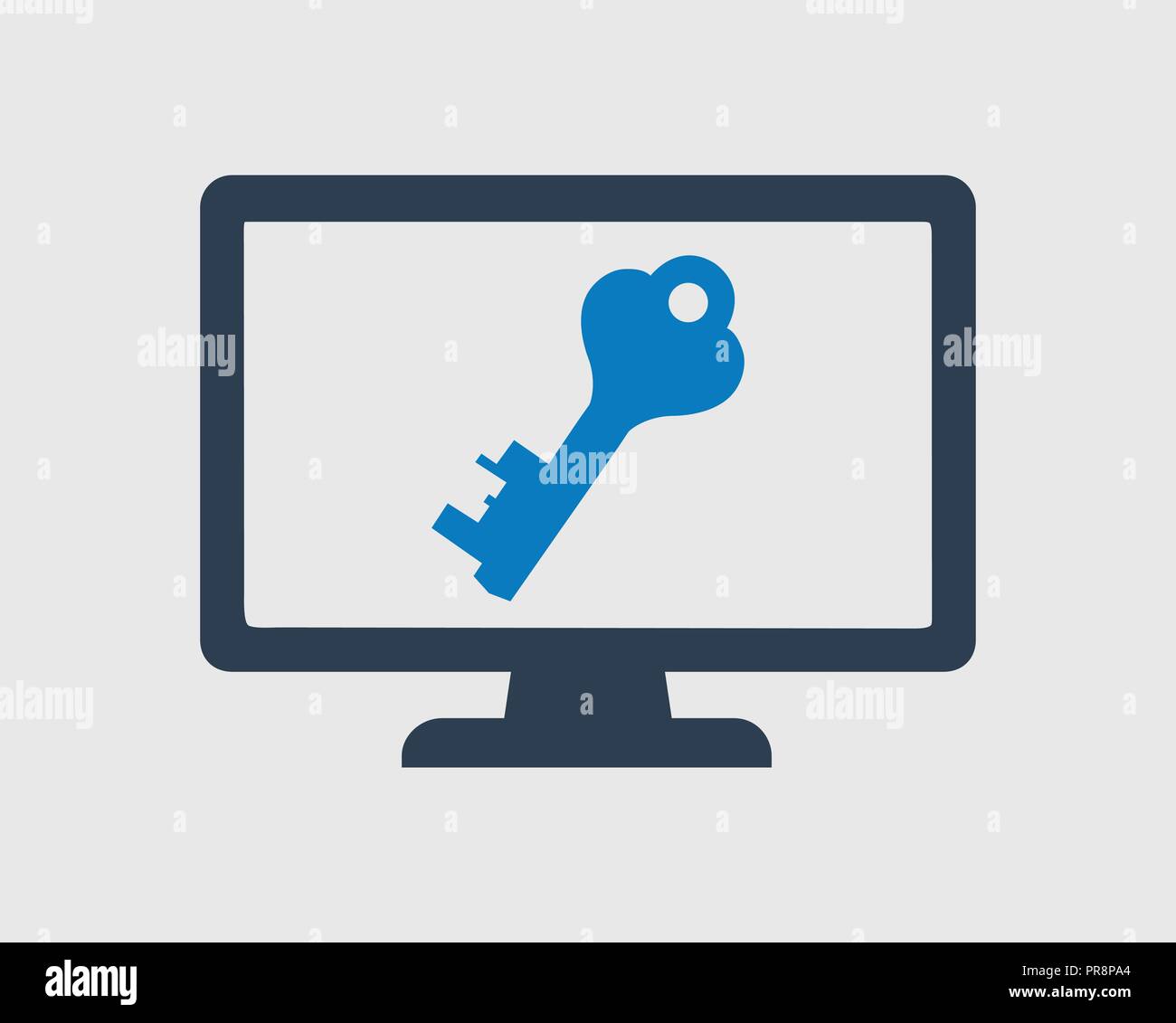 Computer security icon. Key symbol on monitor screen Stock Vector Image ...